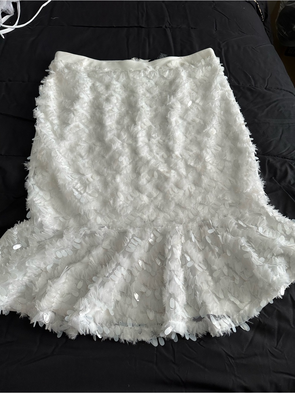 White Textured Flounce Skirt - Women's Elegant Party Skirt